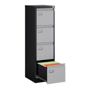 Mlezan Drawer File Cabinet: Metal, Lockable, Narrow Design for Under-Desk Storage. Fits A4/F4/Letter/Legal Files, BLack Finish, Assembly Required. - 1 of 4