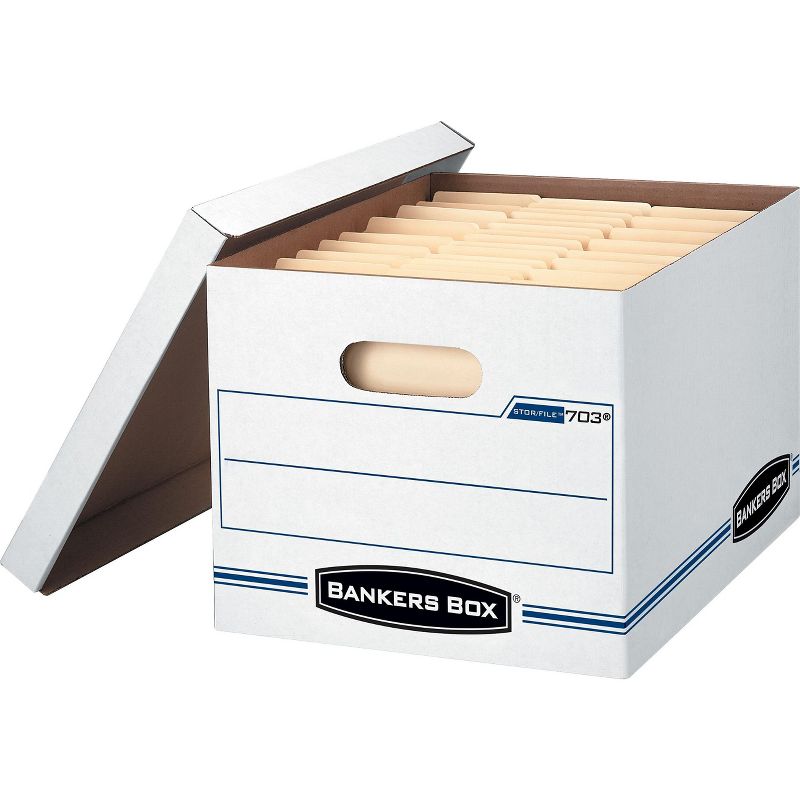Bankers Box STOR/FILE Storage Box Letter/Legal Lift-off Lid White/Blue 4/Carton 0070308, 2 of 3