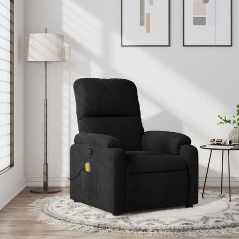 vidaXL Black Microfiber Recliner Chair - Manual Adjusting Lounge Seat With Vibration Massage And Convenient Side Pocket For Living Room - image 1 of 4