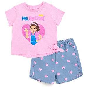 Ms. Rachel Baby Girls T-Shirt and Chambray Shorts Outfit Set Infant Sizes (12 Months - 5T) - 1 of 4