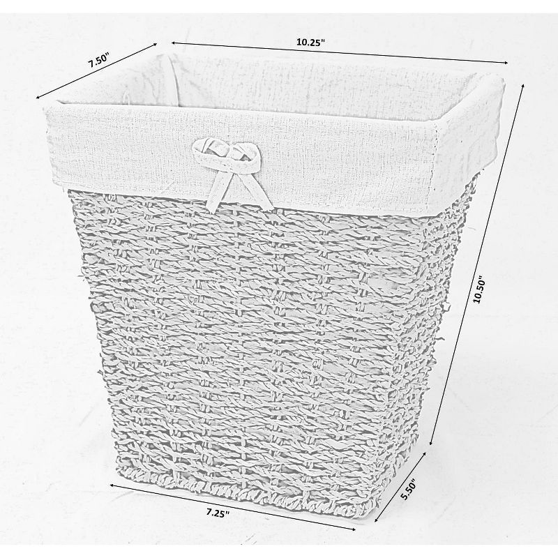 Vintiquewise Woven Seagrass Small Waste Bin Lined with White Washable Lining, 5 of 6