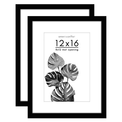Americanflat Picture Frame with Mat - Wood with Glass Cover (2 Pack)