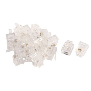 Unique Bargains 20pcs Clear Housing RJ11 6P4C Modular Telephone Cable Line Adapter Connector - 1 of 4
