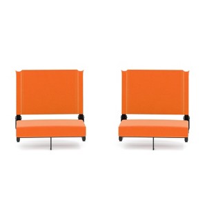 Flash Furniture Set of 2 Grandstand Comfort Seats by Flash - 500 lb. Rated Lightweight Stadium Chair with Handle & Ultra-Padded Seat - 1 of 4