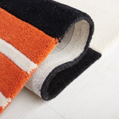 Ivory and Rust Hand-Tufted Wool Abstract 6' x 9' Area Rug
