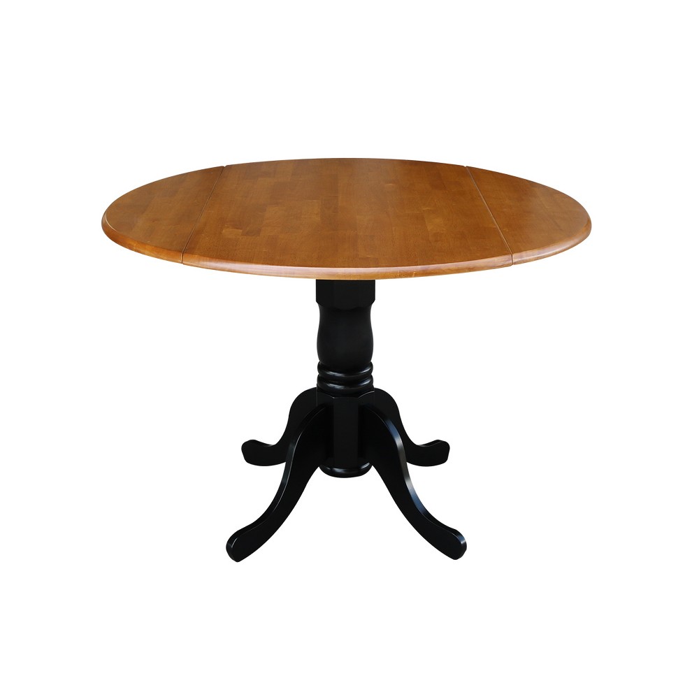 Photos - Dining Table 42" Mason Round Dual Drop Leaf Extendable  Black/Cherry - Inte