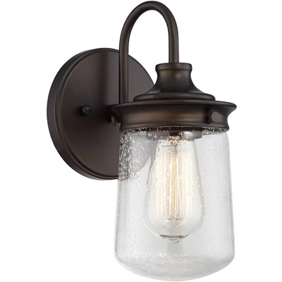 John Timberland Tonopah Vintage Industrial Wall Light Sconce Bronze Hardwire 5" Fixture Clear Seedy Glass for Bedroom Bathroom Vanity Living Room