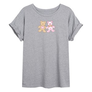 Women's - Instant Message - Bear Patches Oversized Graphic T-Shirt - 1 of 4