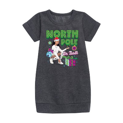 Nickelodeon North Pole Or Bust Graphic Short Sleeve Fleece Dress - Heather Charcoal - 4T