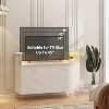 Garvee Bedroom Dresser with Electrical Outlet and LED Lights, 6 Drawer Wooden Dresser with 2 Open Shelves - 3 of 4