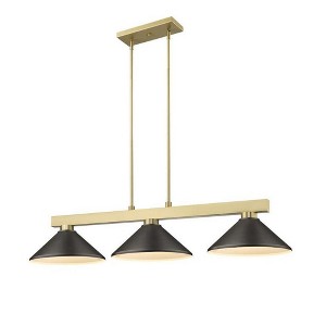 Cobalt 3-Light Billiards Light with Conical Metal Shades - Perfect for Game Rooms - 1 of 4