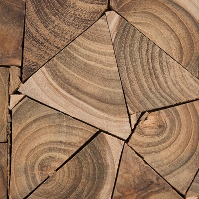 Reclaimed Teak Mosaic 12" Square Stool in Medium Oak Finish