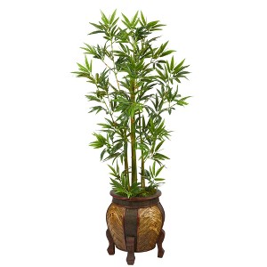 Nearly Natural 4.5-ft Bamboo Palm Artificial Tree in Decorative Planter - 1 of 4
