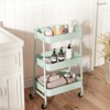 DSVIMOY 3 Tier Rolling Cart, Metal Utility Storage Organizer with Wheels, Kitchen Trolley, Bathroom, Office Shelves, Green, 16.9"*12.2"*30.9" - 2 of 4