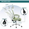 GlasFlength Seating Sets with Lumbar Support Pillow and Padded Armrests, Retractable Ergonomic Swivel Chair, for Office, Green, 26"*26"*50.75" - 4 of 4