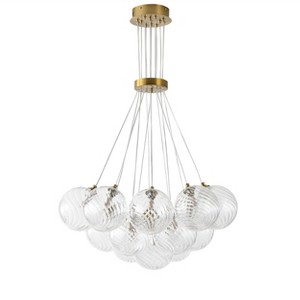 Dewdrop  Modern Luxury Style Sphere Pendant Chandelier 13 Light High Transparency Glass Iron Copper Finish ETL for Dining Room - 1 of 4