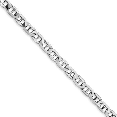 Black Bow Jewelry 3.75mm 14k White Gold Solid Concave Anchor Chain Necklace