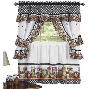 GoodGram Mason Jars Cottage Style Country Farmhouse Cafe Kitchen Curtain Swag & Tiers Set
