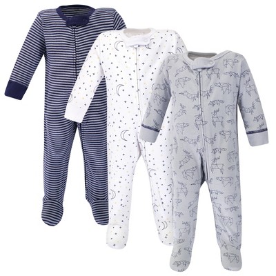Touched By Nature Baby Boy Organic Cotton Zipper Sleep And Play 3pk ...