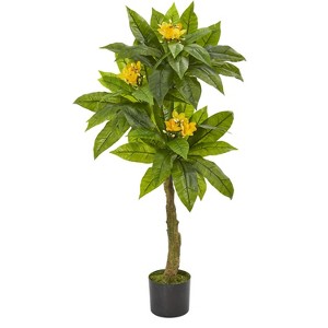 HomeStock  4 ft. Artificial Plumeria Tree in Pot for Indoor/Outdoor - 1 of 3