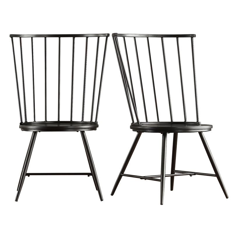 iNSPIRE Q 17" High Back Windsor Wood Dining Chair in Black (Set of 2), 4 of 5