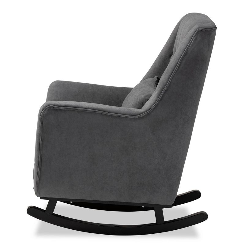 Elisa Fabric Upholstered and Wood Rocking Chair Gray/Dark Brown - Baxton Studio, 6 of 14