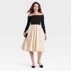 Women's Long Sleeve Midi A-Line Dress - A New Day™ Black/Cream - image 3 of 3