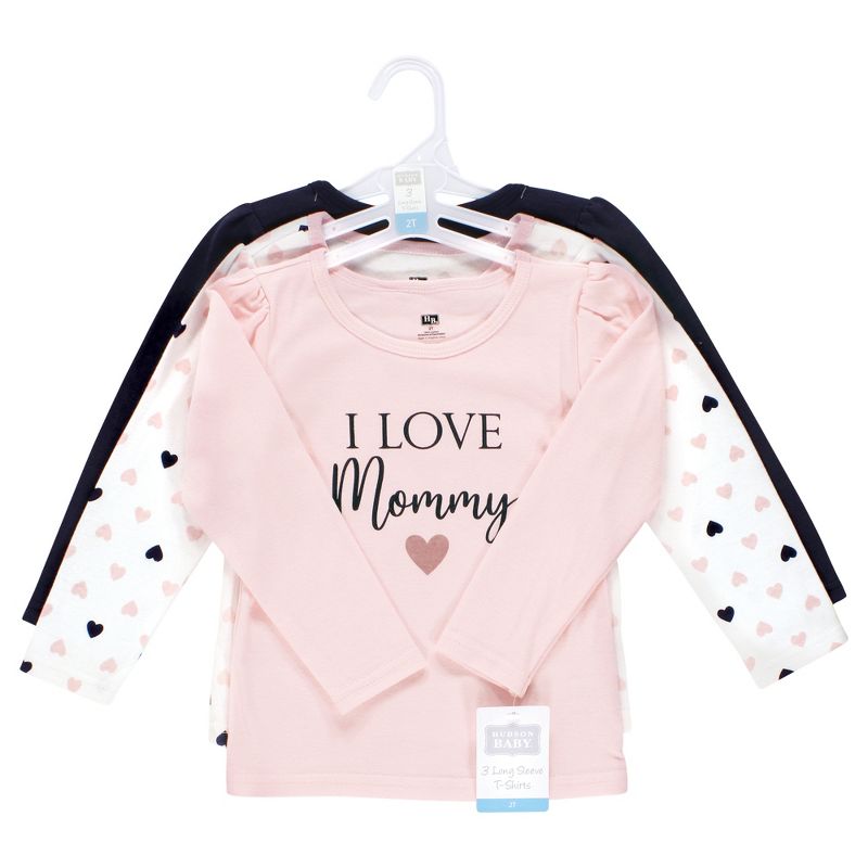 Hudson Baby Infant Girl Long Sleeve T-Shirts, Girl Mommy Pink Navy, 2 of 6