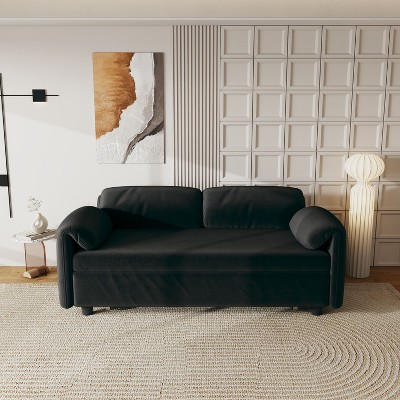 NicBex Convertible Sofa Bed Couch with Adjustable Back & Foldable Arm,Flannelette Upholstered Sleeper Sofa for Living Room,Bedroom