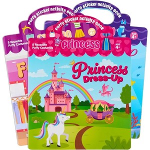 Joyfy 3 Set Puffy Sticker Activity Books - Dress-up, Princess Mermaid, 3D Reusable Sticker Books for Kids 3-6, Educational Sensory Learning Toy Crafts - 1 of 4
