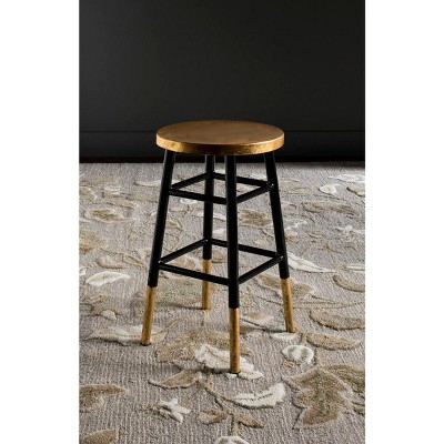 Black and Gold Metal Backless Counter Stool