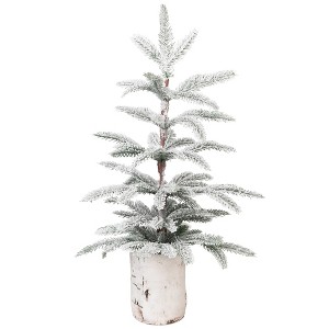 Northlight Heavily Flocked Potted Artificial Christmas Sprucetree - 24" - Unlit - 1 of 4