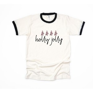 Simply Sage Market Women's Holly Jolly Trees Short Sleeve Ringer Tee - 1 of 3