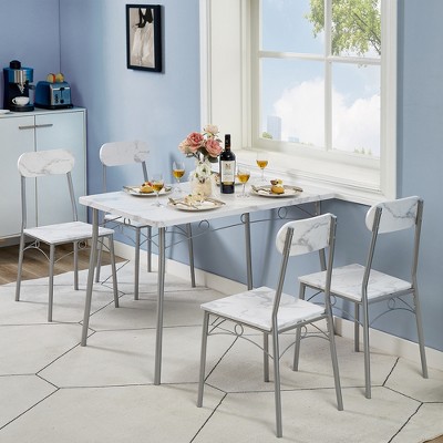 VECELO Kitchen Dining Room Set Wooden Rectangular Table for Breakfast Nook