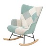 Accent Rocking Chair, Mid Century Fabric Rocker Chair with Wood Legs and Patchwork Linen for Livingroom Bedroom - 2 of 4