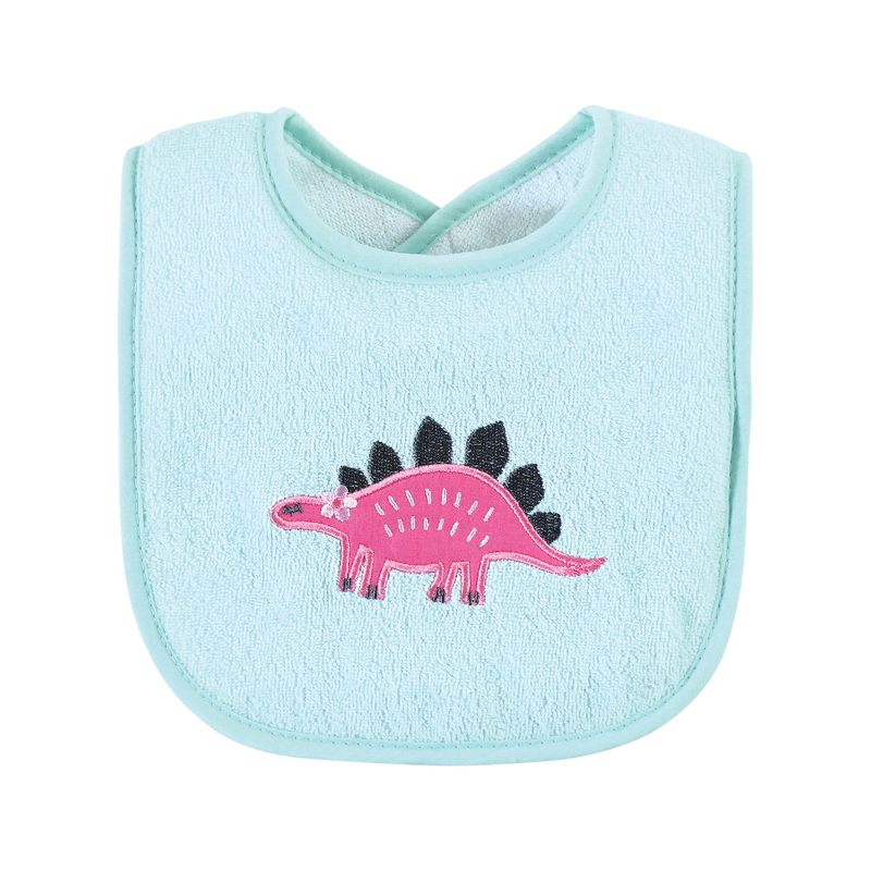 Hudson Baby Infant Girl Cotton Terry Drooler Bibs with Fiber Filling, Girl Dino, One Size, 5 of 11