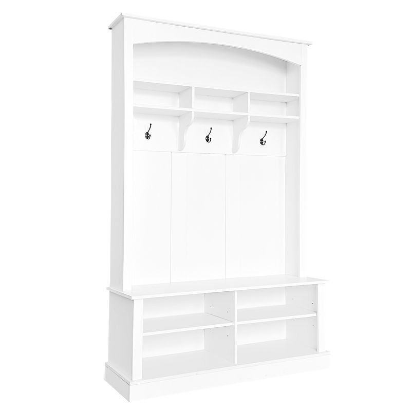 47.2"W 3-in-1 Design Hall Tree with 3 Hooks, Shoe Storage, Coat Hanger and Entryway Storage Bench - ModernLuxe, 5 of 14