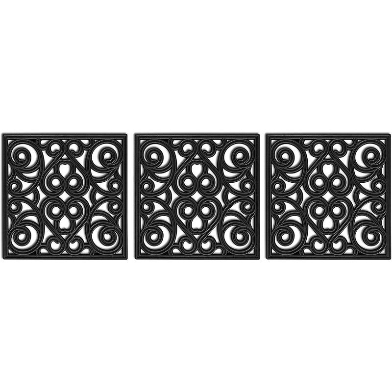 BirdRock Home Rubber Stepping Stone Tiles - 12 x 12" - Set of 3 - Black, 3 of 8