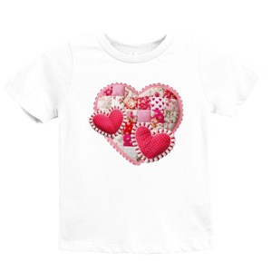 Hearts Patchwork Print - Youth Short Sleeve Graphic T-Shirt - 1 of 4