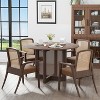 PexFix 46" x 46" Farmhouse Kitchen Dining Room Table Furniture Round Walnut Kitchen Table with Rattan Woven Legs for Kitchen Bar Living Room - 4 of 4