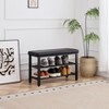 Hrinhom 31.5"W Small 3-Tier Shoe Rack, Shoe Storage Bench with PU Seat Cushion and Metal Mesh Shelves - 2 of 4