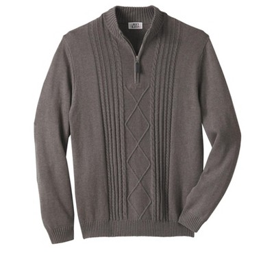 Liberty Blues Men's Big & Tall ™ Shoreman's Quarter Zip Cable Knit Sweater  - Big - 2XL, Heather Slate Gray