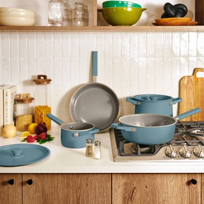 Bella 9-Piece Surf Blue Aluminum Ceramic Nonstick Cookware Set