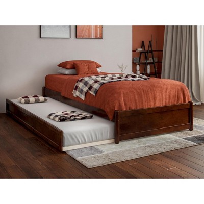 AFI Furnishings Twin XL Panel Platform Bed with Twin XL Trundle in Walnut