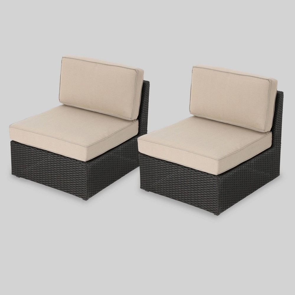 Photos - Garden Furniture Santa Cruz 2pc Wicker Sectional Sofa Set - Brown/Beige - Christopher Knigh