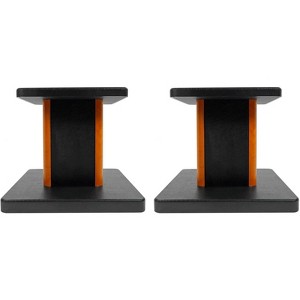 Paaaawaters 8" Desktop Speaker Stands, 66 lbs. Capacity, Wood Finish, Resonance-Free, Cable Management - 1 of 4
