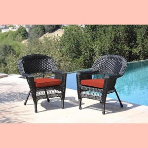 HomeStock  Wicker Chair with Cushion - Set of 2 - 1 of 4