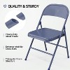 VINGLI Folding Chairs All Steel Metal Frame, Durable Portable and Versatile for Indoor Outdoor Use, Darkblue, Set of 4 - 4 of 4