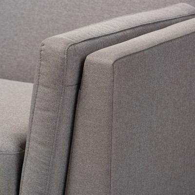 Sava Gray Fabric Upholstered Walnut Wood 2-Seater Loveseat