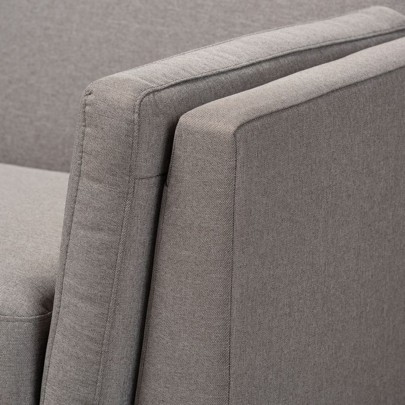Sava Fabric Upholstered Walnut Wood 2 Seater Loveseat Gray - BaxtonStudio, 3 of 11